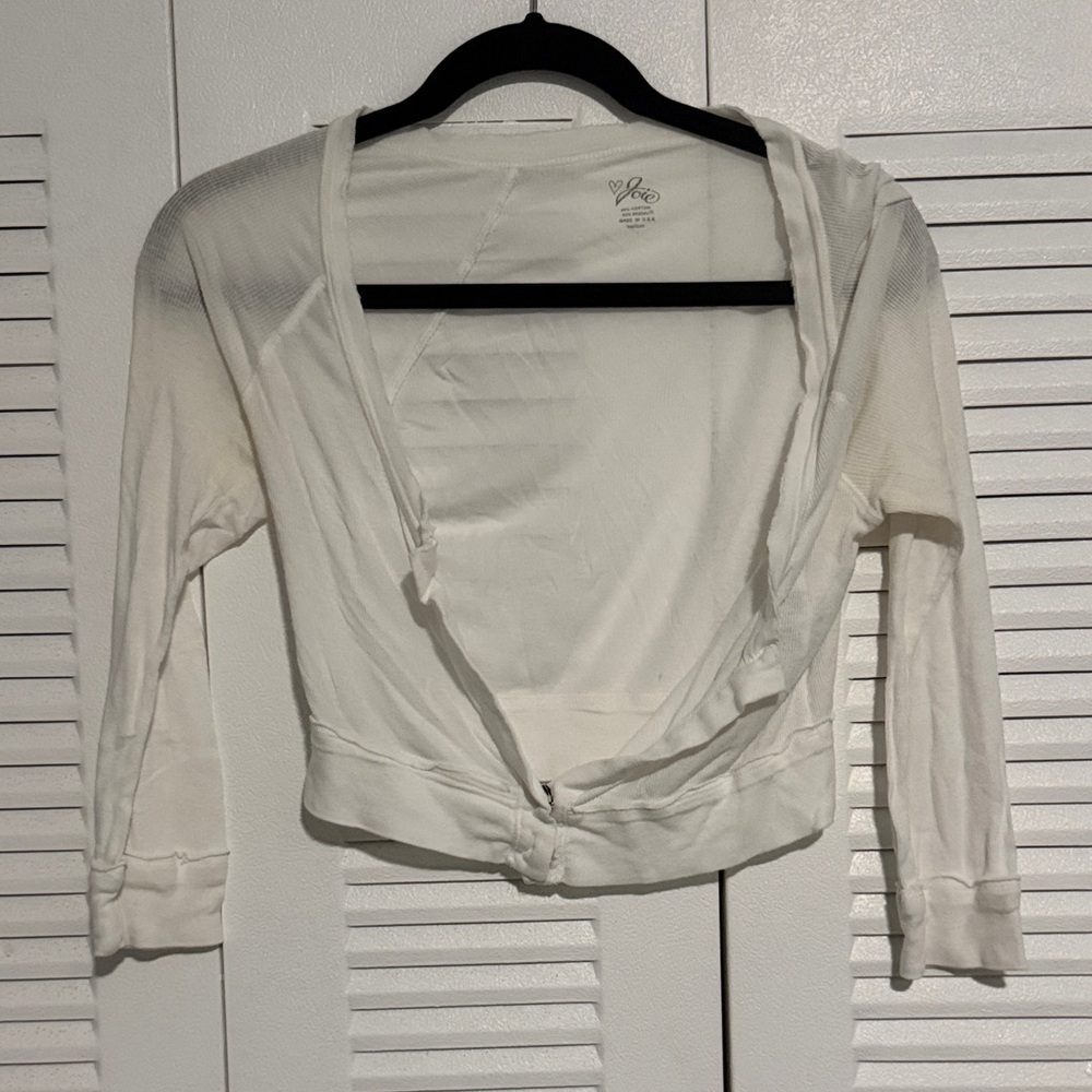 Joie White Tie-Front Lightweight Hoodie